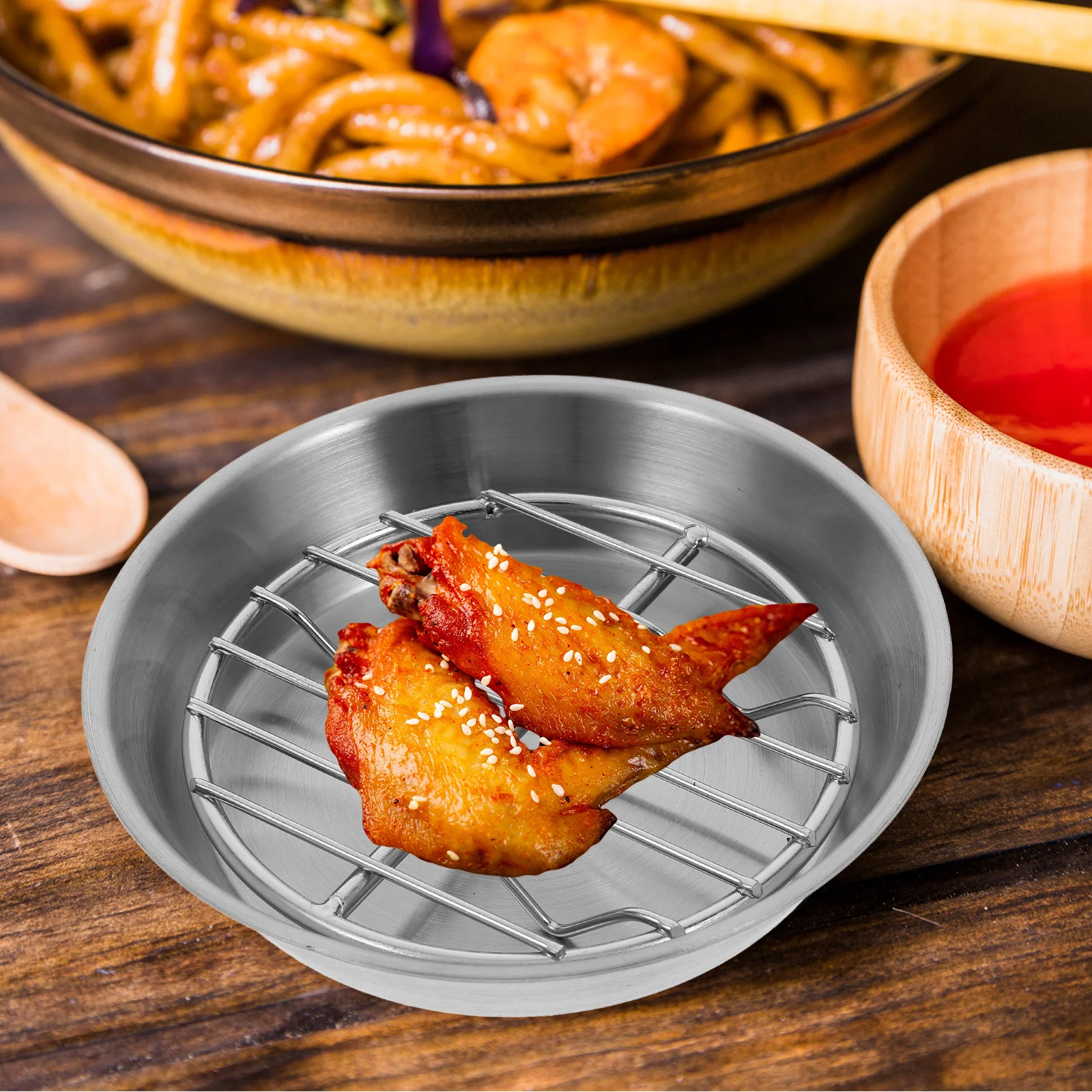 

1 set 1 Set Stainless Steel Baking Pan With Rack 304 Oil Draining Grill Plate For Oven Bbq Roasting Cooking Kitchen Tool