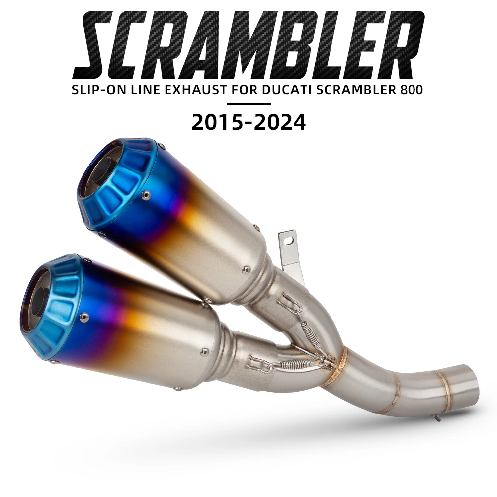 

Slip On For DUCATI Scrambler 800 Motorcycle Exhaust Escape System Double Hole Middle Link Pipe Connect Two 51mm Muffler
