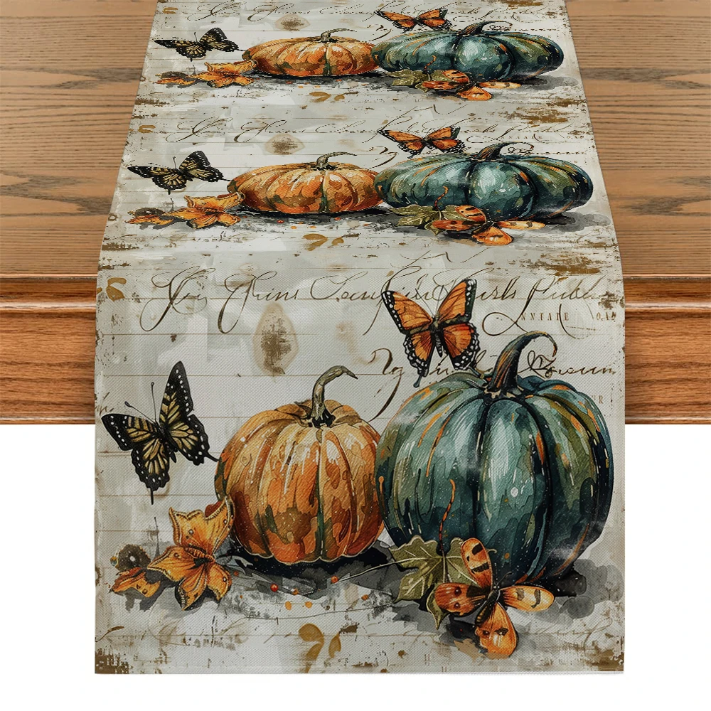 

Thanksgiving Watercolor Table Runner Rustic Dining Table Decorations Table Runners for Wedding Party Coffee Hotel Home Decor
