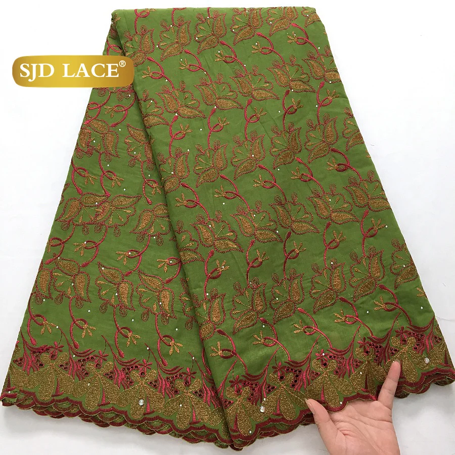 SJD LACE telas de encaje de algodón nigeriano africano 5 yardas 2025 encaje de gasa suizo bordado de alta calidad para vestidos de fiesta de mujer 4370