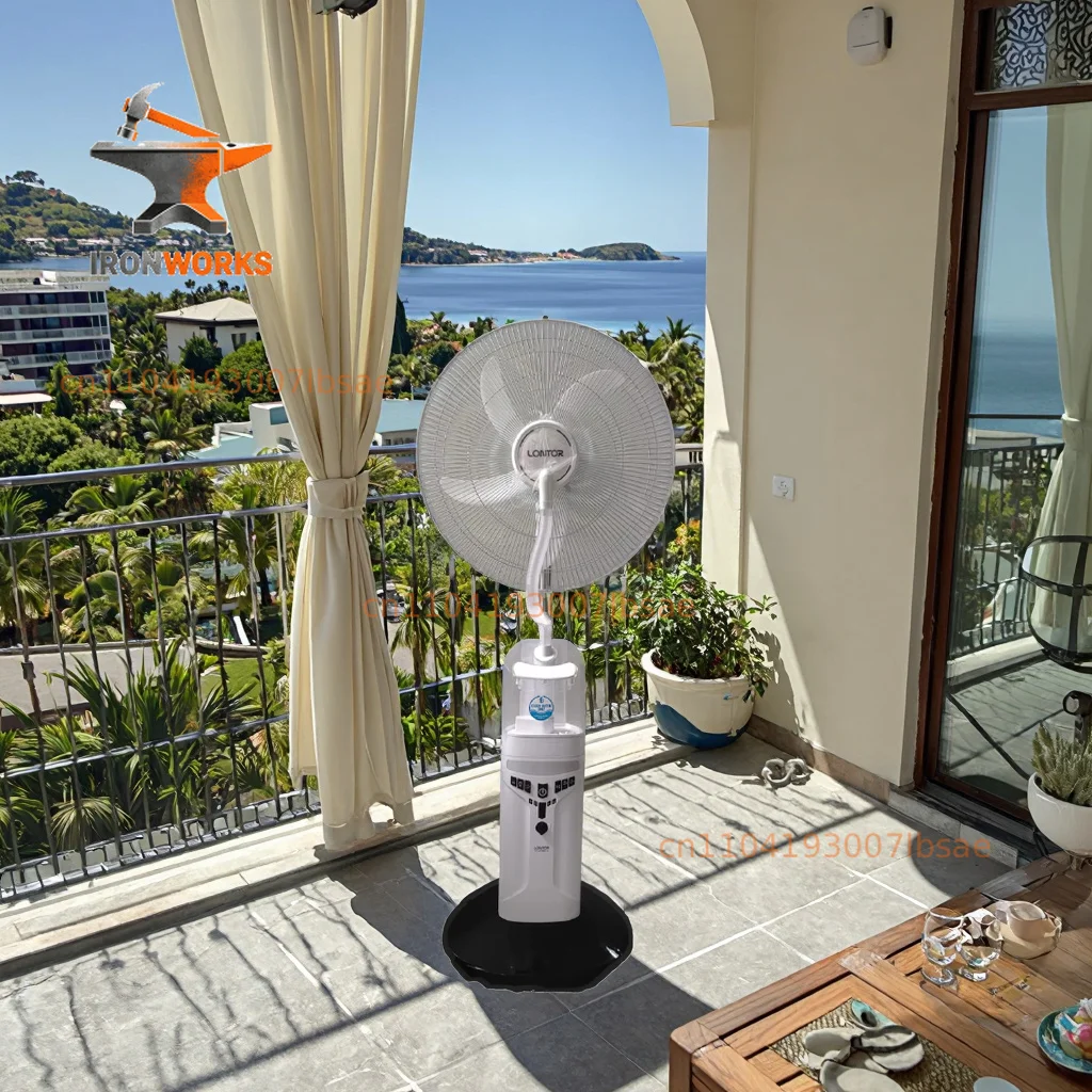 16 Inch Standing Sprayer Fan for LONTOR Rechargeable Remote Outdoor Mist Cooling Fan Battery Solar-Powered Households Cars RVs