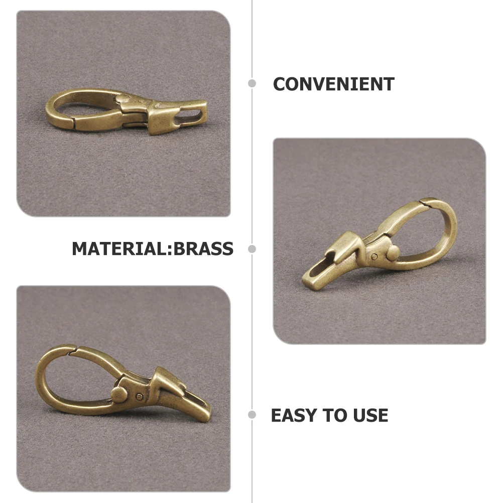 

Portable Brass Keychain Hook Pendant Spring Buckle Decor Craft Hanging nament For Bag Car Keys Retro Style Keyring