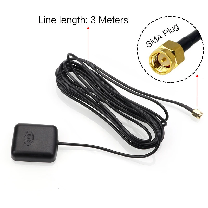 Car GPS Antenna SMA Connector 3 Meter Cable GPS Signal Antenna Receiver Auto Aerial Adapter For Car Navigation Camera Mp5 Player