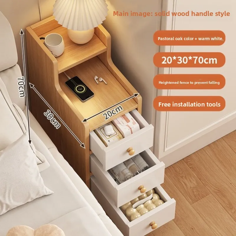 Minimalist Household Goods Bedside Table Extremely Narrow Bedside Crevice Shelf Bedside Side Low Cabinet