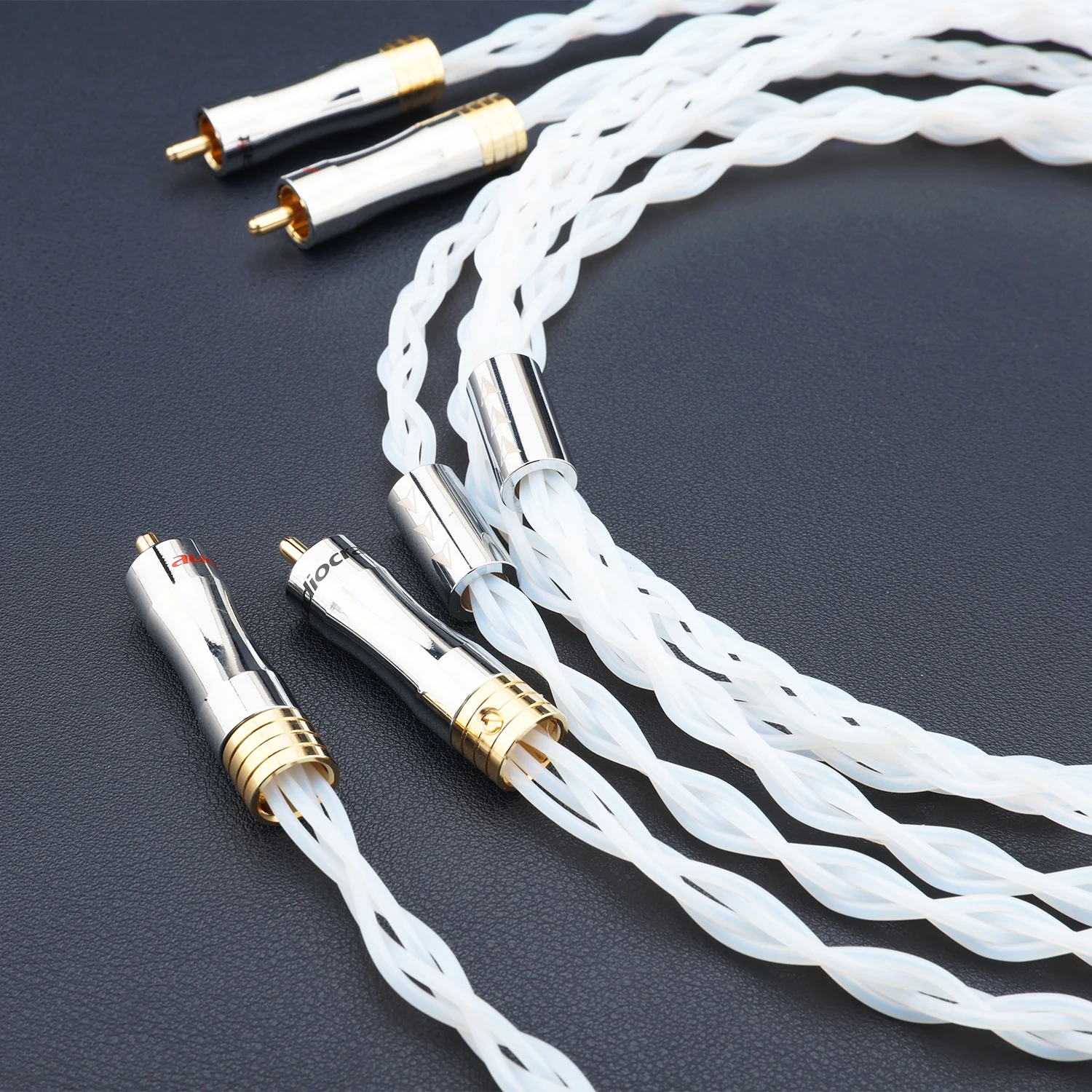 8N OCC Copper Silver Plated RCA Cable Male to Male Stereo Pair 2RCA Interconnect PTFE Shielded for Amplifier DAC CD Preamp
