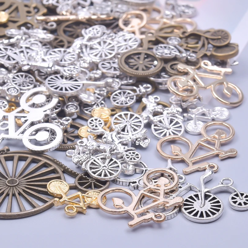 30/50/100pcs Random Mixed Vintage Bicycle Charms Pendant For Jewelry Making Diy Necklace Bracelet Keychain Handmade Accessories