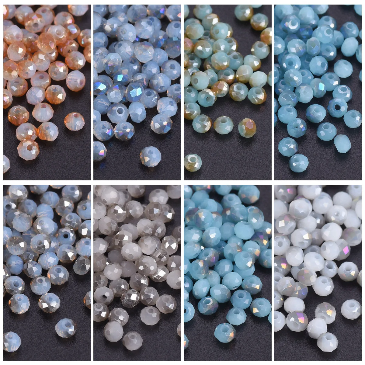 

200PCS Opaque Colorful 3x2mm Rondelle Faceted Crystal Glass Loose Spacer Beads Lot For Jewelry Making DIY Crafts Findings