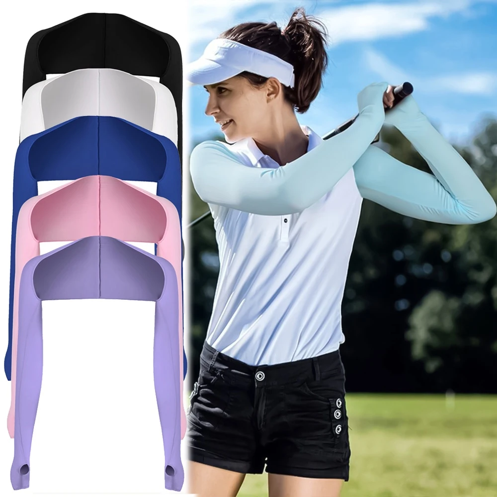 One Piece Shawl Arm Sleeves Ice Silk Long Arm Cover Gloves Breathable Sun Protection Sunscreen Hand Cover Outdoor Sports Sleeve