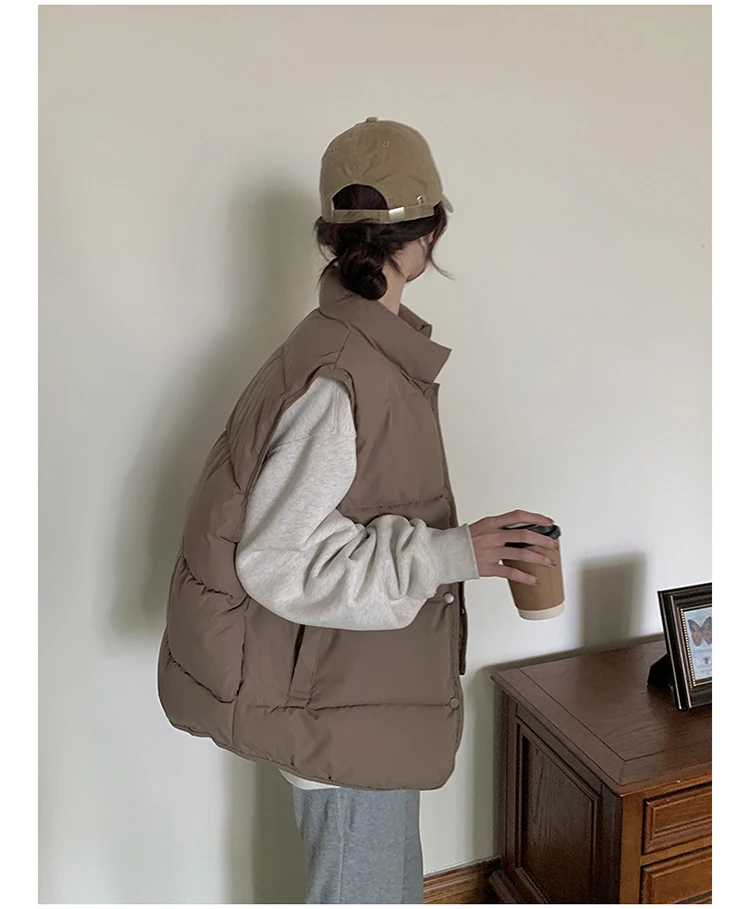 Kamizelki Bezrękawniki Grube Damskie Mundurki Jesienne Sztruksowe Zapinane na Guziki Preppy Inspiracja College Oddychające Uniwersalne Młodzieżowe Eleganckie Y2K