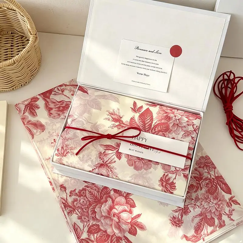 New 10PCS New Chinese Style Peony Blue Wrapping Paper For Bouquet Gift Packaging