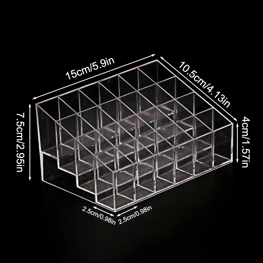 Transparent 24 Cell Cosmetics Storage Rack, Desktop Cosmetics Display Rack, Suitable For Lipstick, Eyeliner, Mascara Organizer