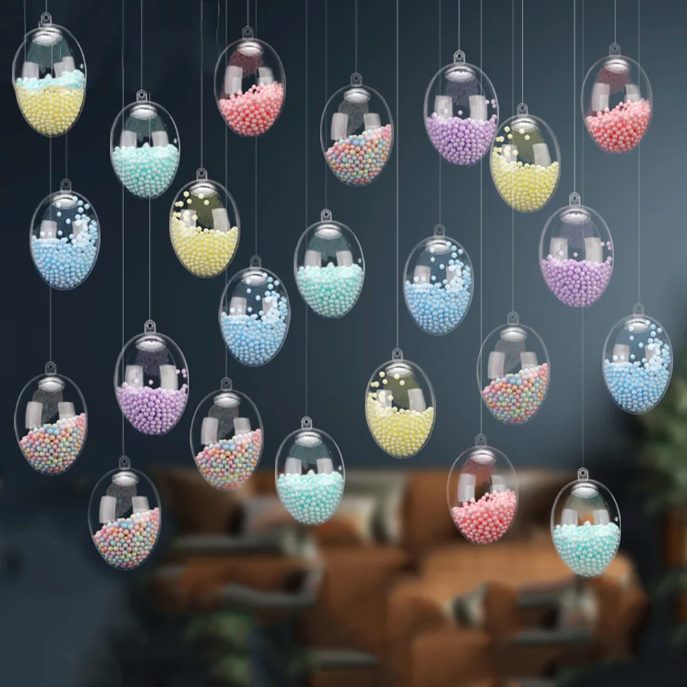25-30Pcs 60/80/100mm Transparent Plastic Hollow Ball Hanging Ball DIY Handmade Christmas Wedding Party Decoration Artwork