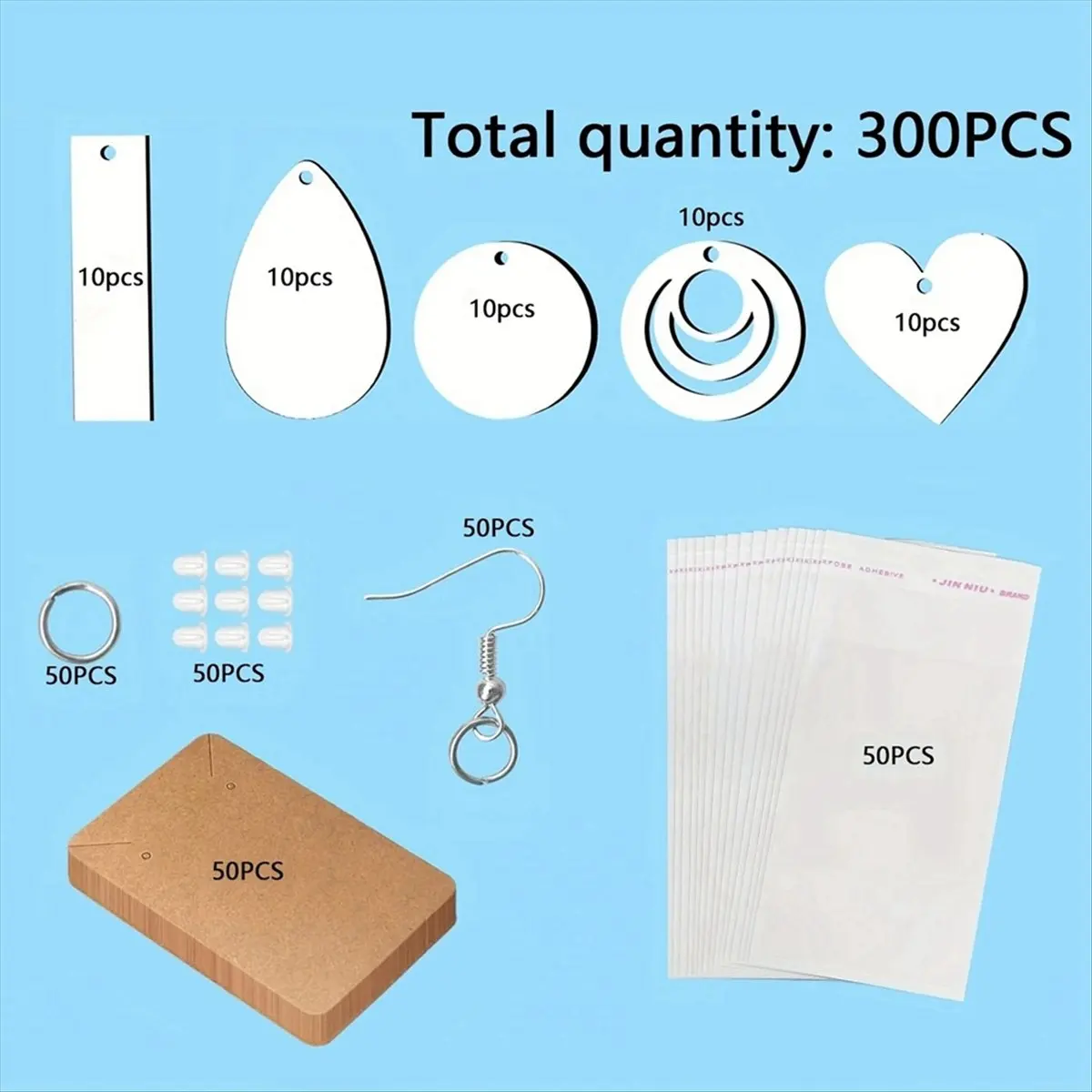 X16A Hot Sublimation Earring Blanks Bulk ,Unfinished MDF Earrings for DIY Making with Hooks, Jump Rings, Ear Plugs, Cards Holder