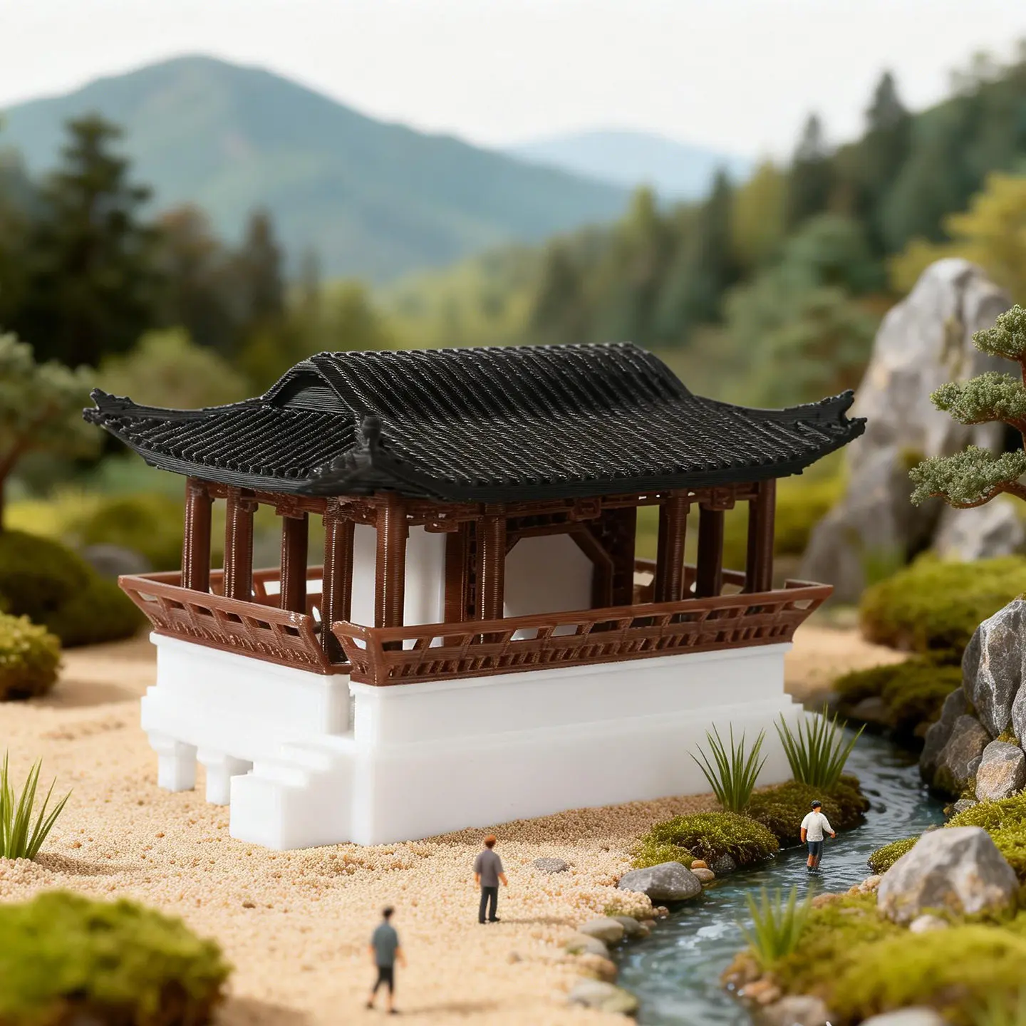 Chinese Classical Garden Miniature Landscape Decoration Water Land Tank Fish Tank Bonsai Pavilion Micro Diorama Hobby Crafts