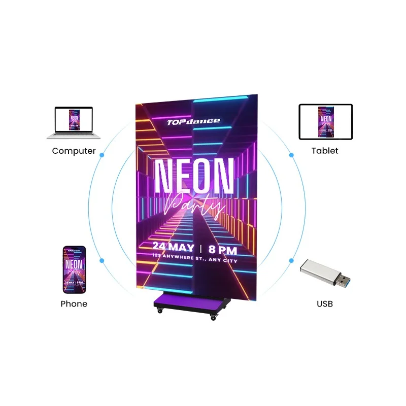 Quick Setup Tri-foldable Led Poster P1.5 P1.8 p2 P2.5 Mobile Advertising Portable LED Screen for Wedding, Events, Advertising