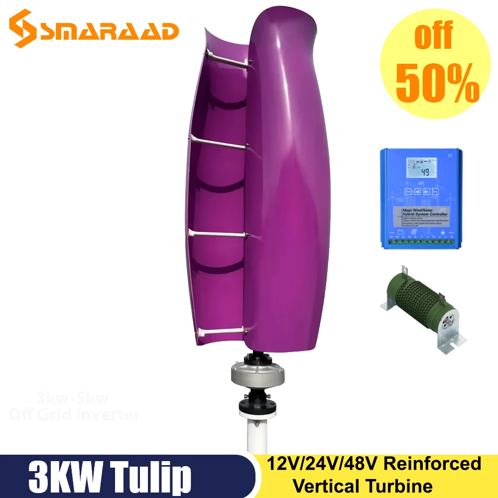 

SMARAAD Maglev Low Speed Vertical Wind Turbine System Power Plant 3000W Tulip Free Energy