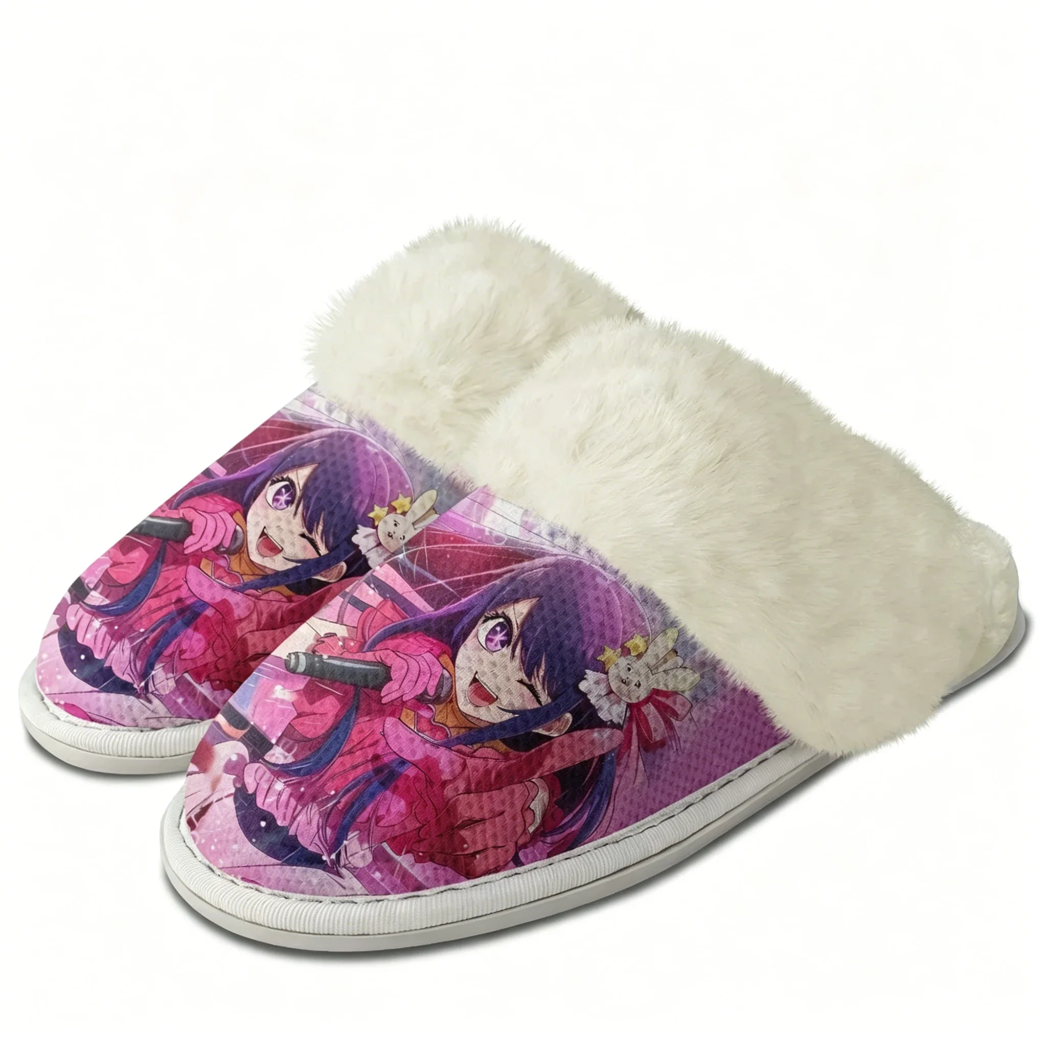 Oshi No Ko Plush Slippers Anime Men Women Teenager Cotton Home Bedroom Keep Warm Slipper Thermal Lightweight Custom Shoes