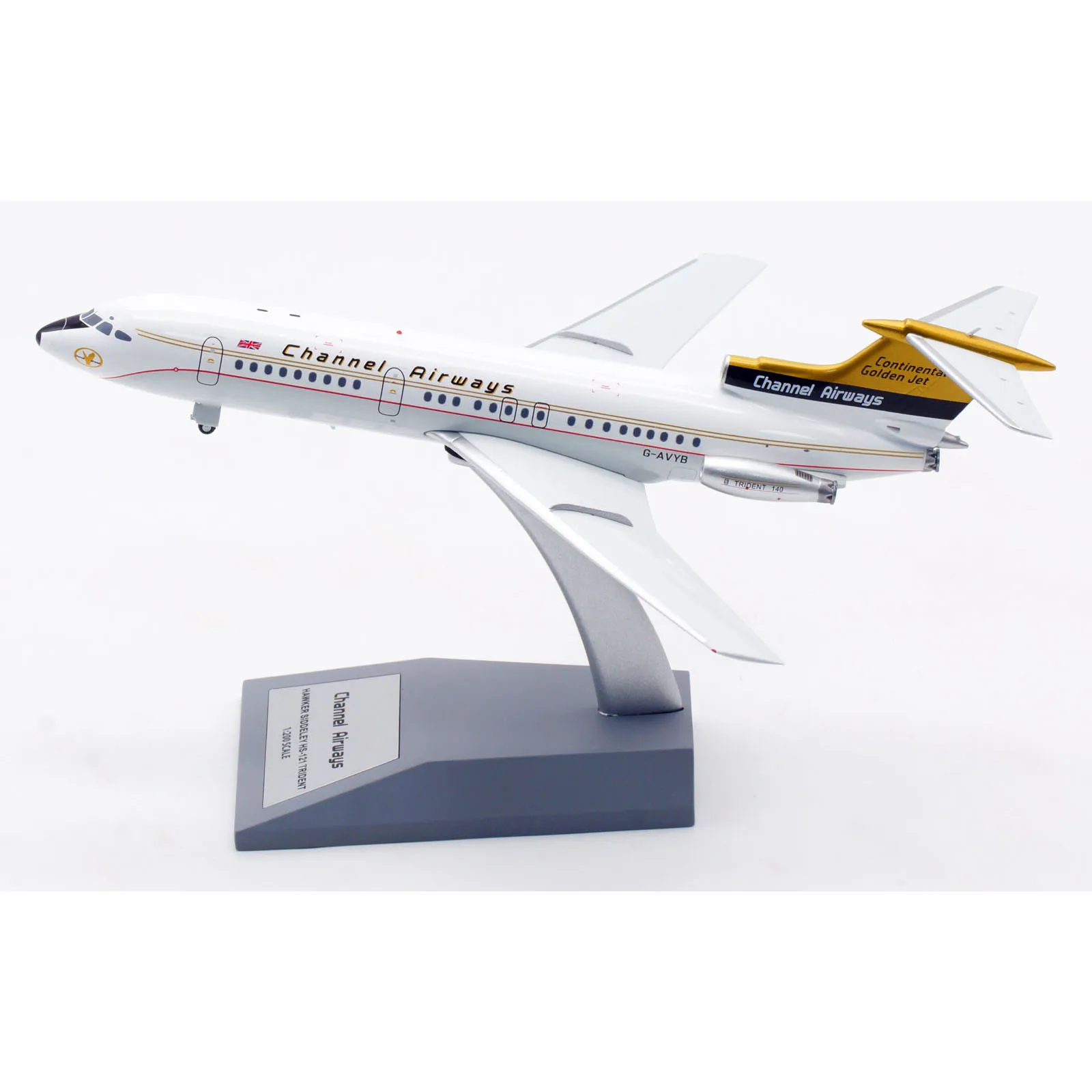 IF121CW0821 Alloy Collectible Plane Gift INFLIGHT 1:200 Channel Airways Hawker HS-121 Trident 1E Diecast Aircraft Model G-AVYB