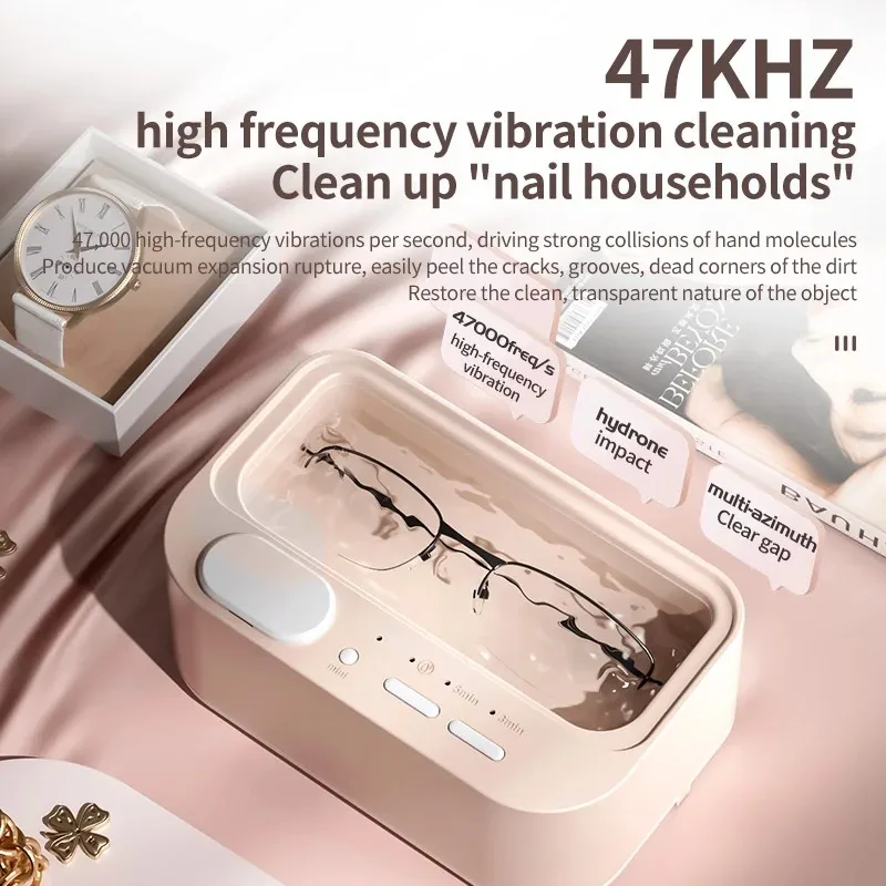 เครื่องทำความสะอาดอัลตราโซนิก 48 กิโลเฮิร์ตซ์ พร้อมถังคู่ ระบบทำความสะอาดแบบสั่นสะเทือนเต็มรูปแบบ สำหรับเครื่องประดับ ตั้งเวลาได้ สำหรับใช้ในครัวเรือน
