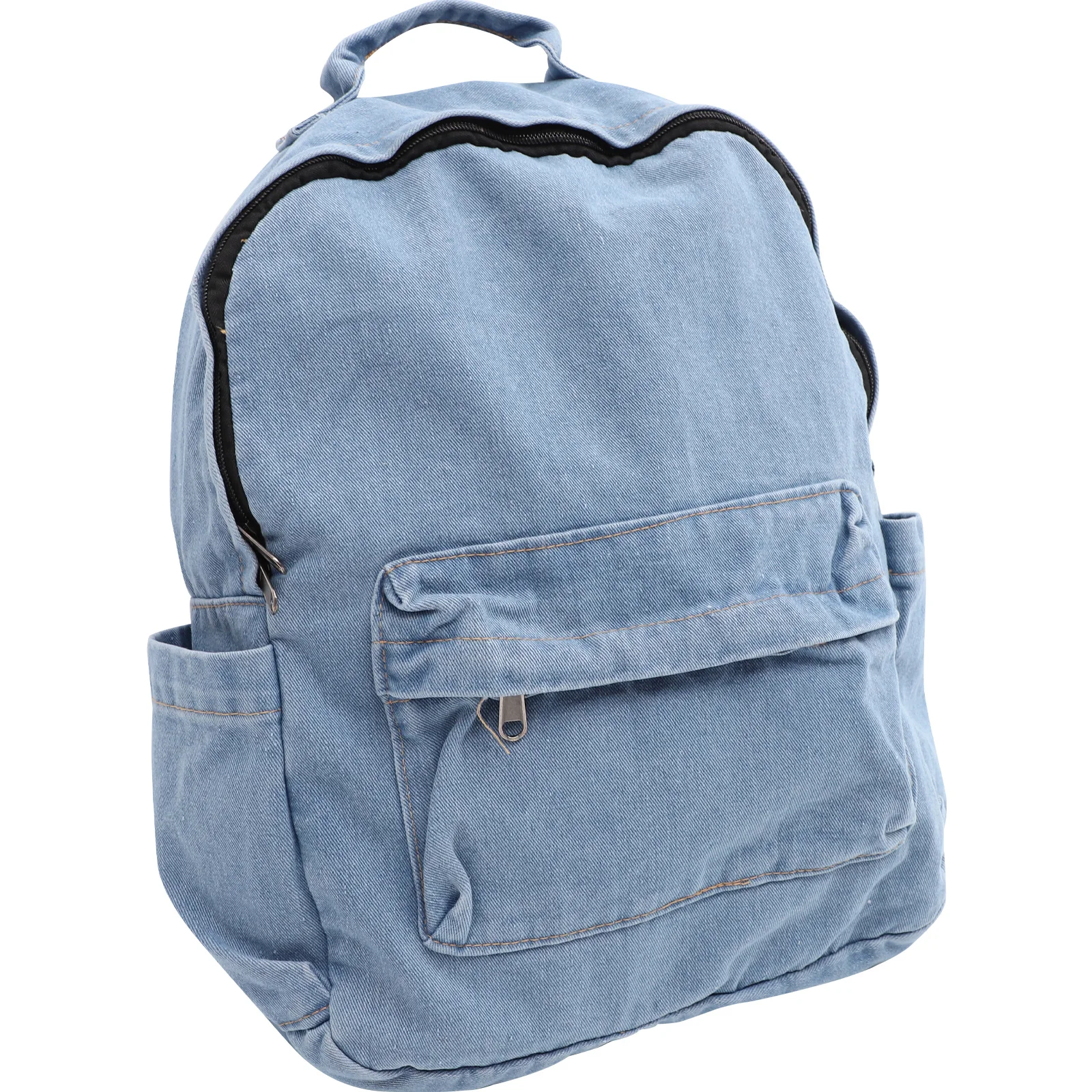 Light Blue Denim School Backpack Casual Retro Multipurpose Large Capacity Rucksack Travel Satchel Bag Denim Backpack