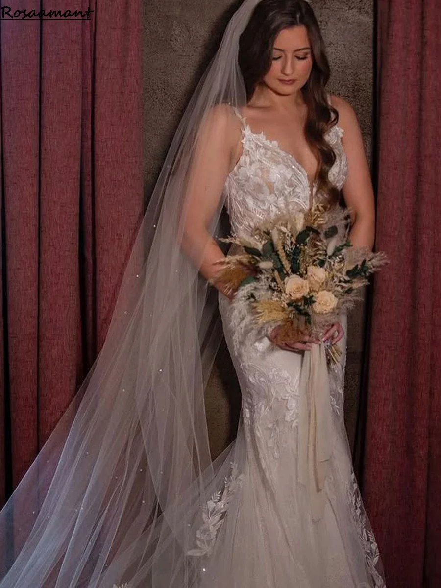 Bohemian Wedding Dress V Neck Lace Boho Spaghetti Straps Backless Beach Bridal Gowns Vestido de novia Customized 2025