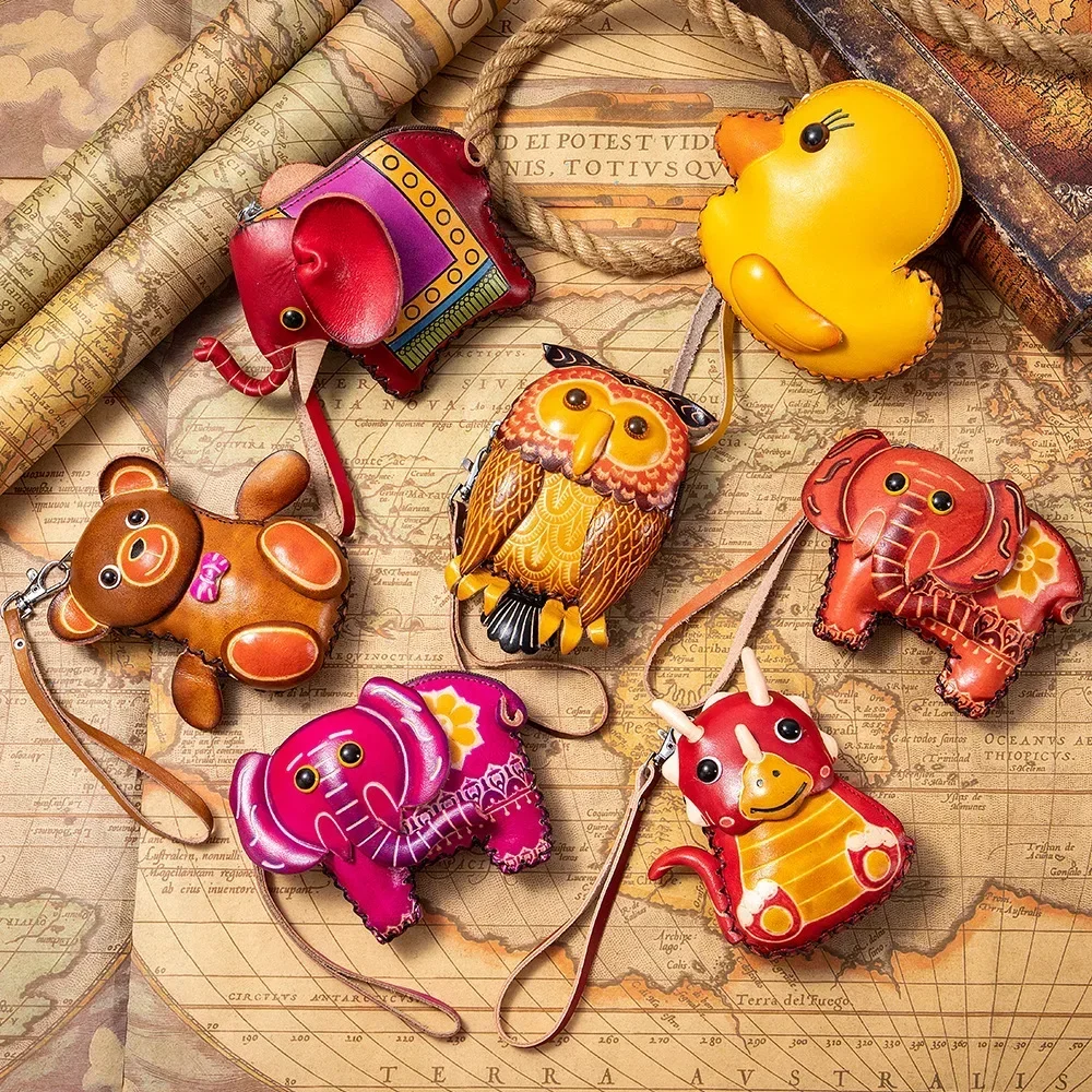 新しい本革クリエイティブ魚小銭入れかわいい漫画学生子供のミニ牛革手作り動物ショート財布リストバッグ