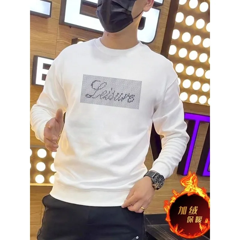 

Осенние мужские топы, толстовки с круглым вырезом, бархатная осенне-зимняя одежда с длинными рукавами, американские повседневные молодежные толстовки