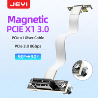 JEYI PCIe 4.0/3.0 X1 Magnetic Fixatiom Riser Cable 16Gbps/8Gbps - 90° Dual Angle for PCIe WiFi Card,M.2 Adapter,USB PCIe Card
