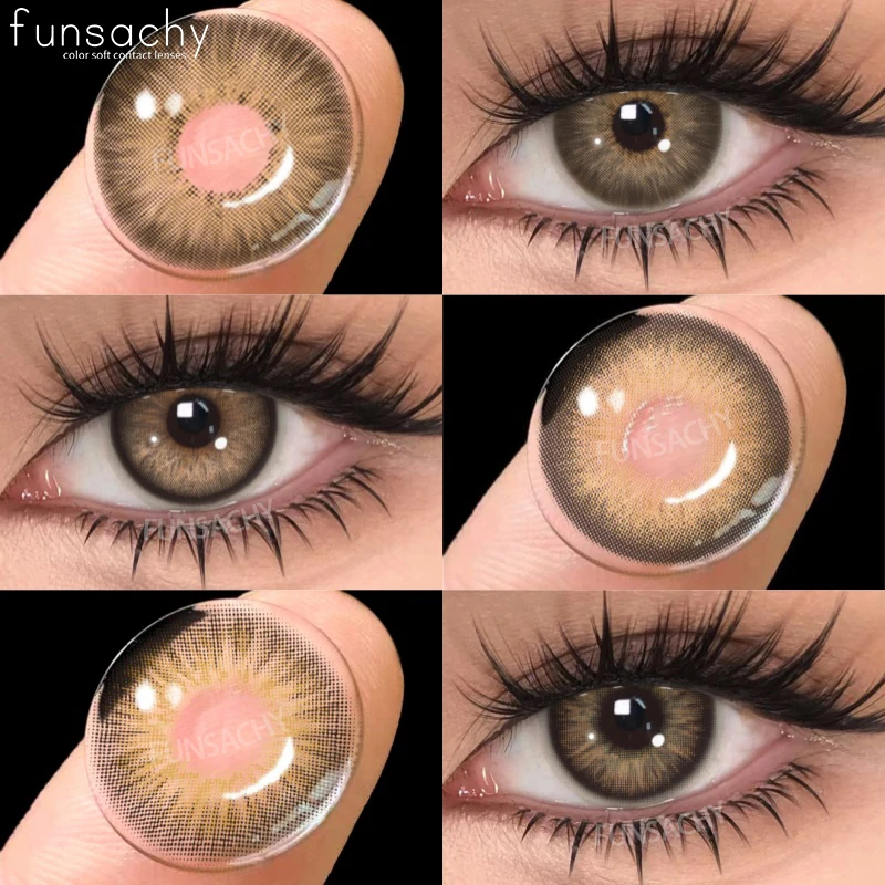 FUNSACHY 1 Paar farbige Schüler für Augen, natürliches Braun, große Augen, Kontakte, Kosmetik, grüne Augenfarblinse, graue Gläser für Damen und Herren