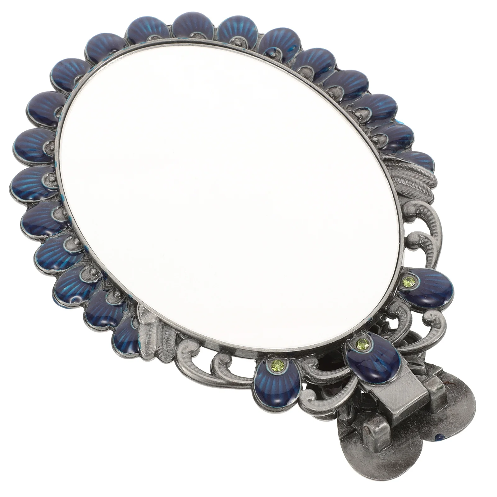 

Retro Hand Mirror Vintage Peacock Design Foldable Tabletop Use Tin Elegance Nobility High Clarity Small Portable