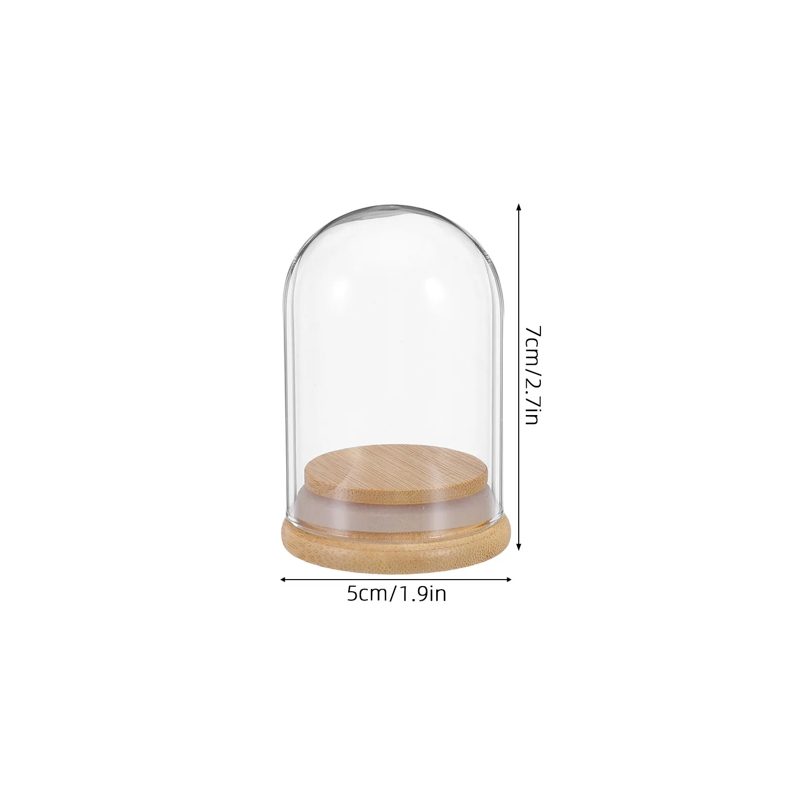 6Pcs Display Glass Dome Cloche Clear Glass Dome with Wooden .8x2 Inch Dustproof Seal for Preserved Flowers Wedding