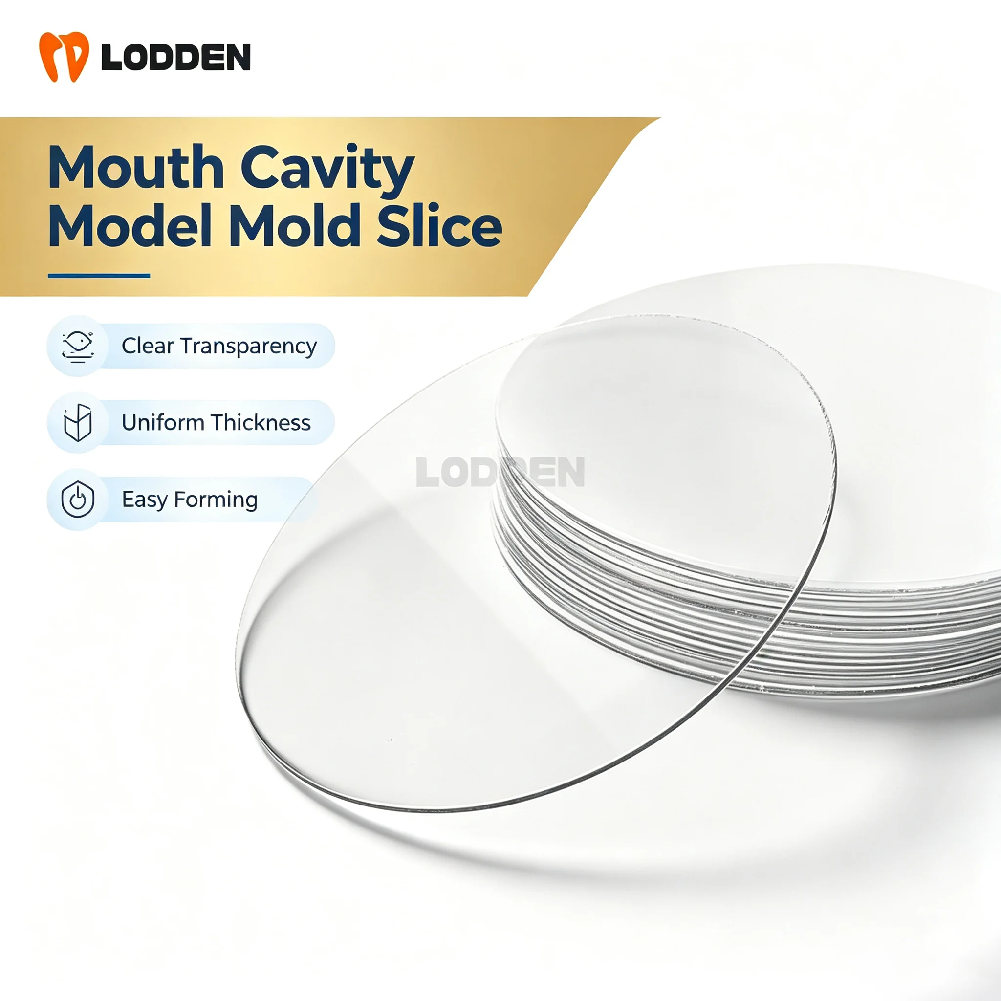Lodden Dental Lab Orthodontic Splint Retainer Slice Square/Round Vacuum Forming Sheet Soft Hard Thermoforming Materials