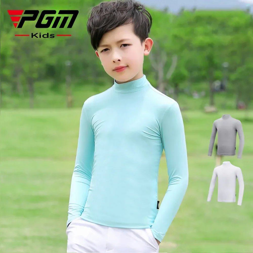 PGM childs Golf Shirts Summer Sun Protection Children Long Sleeve Ice Silk Tops Shirt Breathable Quick Dry Bottoming Tees