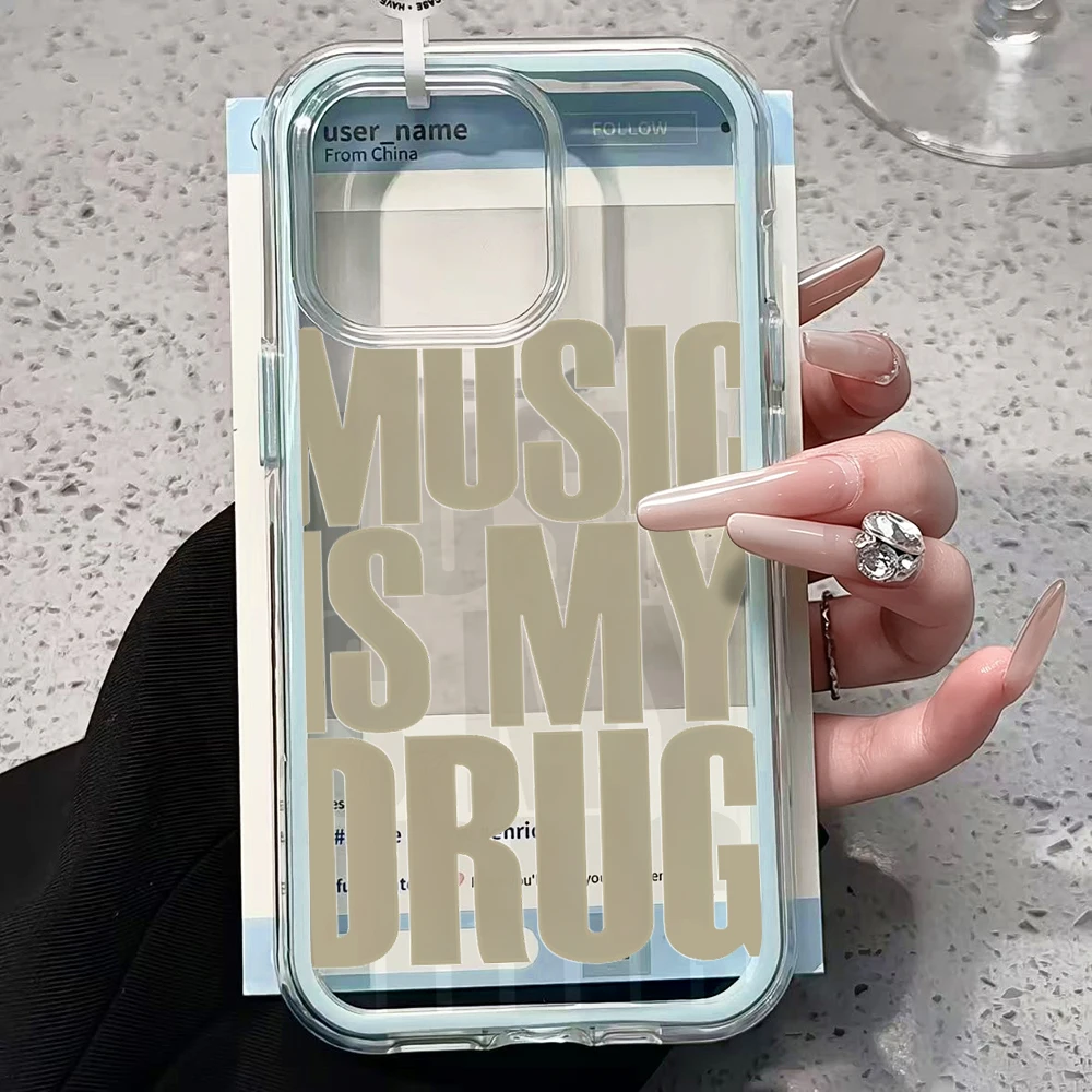 Musik ist meine Droge INS Handyhülle für Samsung Galaxy S26 Ultra S25 S24 Plus s22 s23 Plus FE A57 A54 A55 A35 A36 A37 5G Transparente Hülle – Detail 3