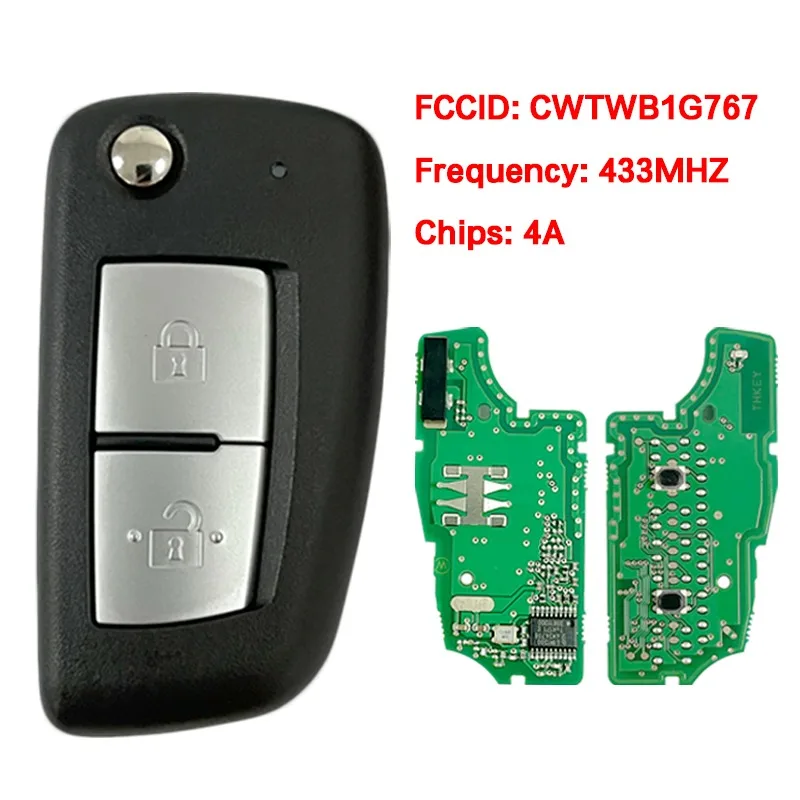 CN027031 FCC CWTWB1G767 2 زر ما بعد البيع الوجه الذكية مفتاح السيارة عن بعد التحكم 433Mhz 4A رقاقة ل X-TRAIL جوك قاشقاي #1