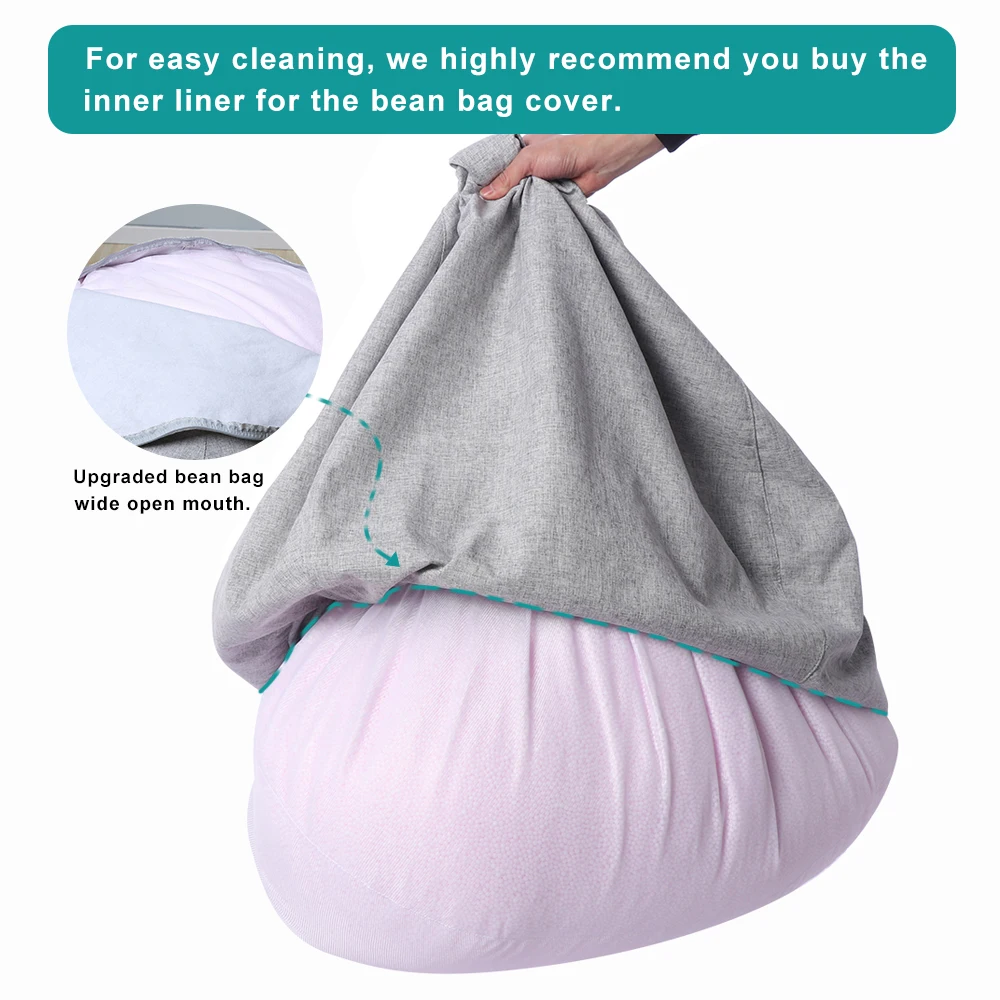 Bean Bag Inner Liner No Filler - Easy Cleaning Bean Bag Insert Replacement Cover for Bean Bag Chair, Zipper Opening No Filler