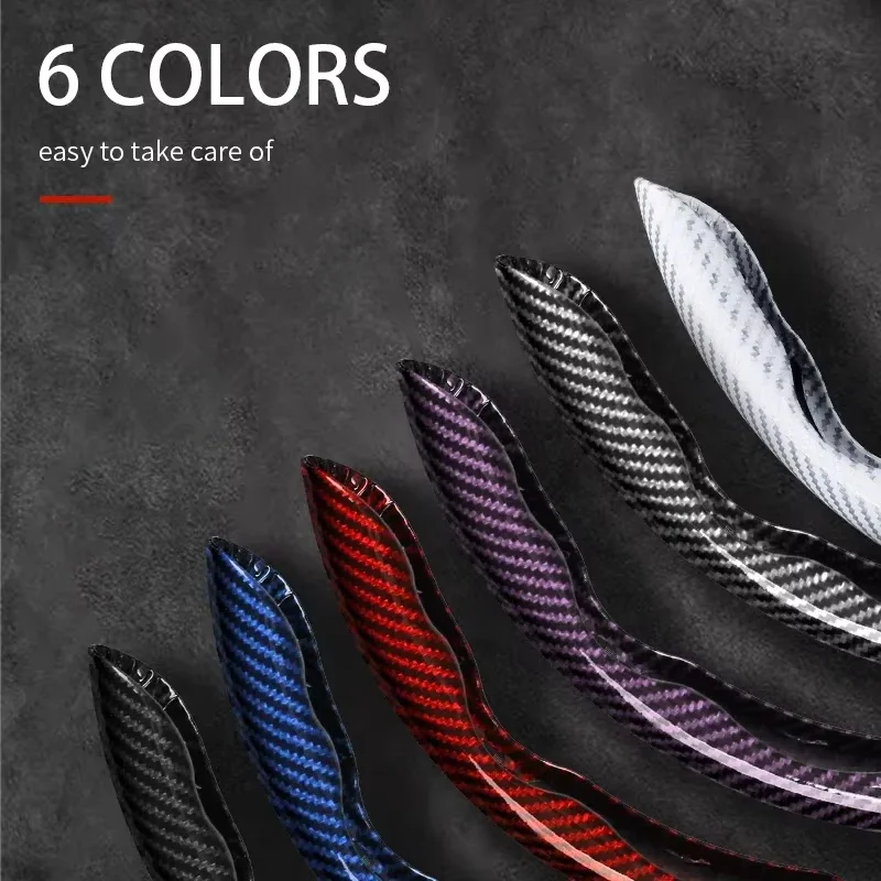 1/2PCS Laser Carbon Fiber Silicone Car Steering Wheel Cover 1K Micro Fiber Leather PVC Wheel Booster Cover Non-Slip Universal