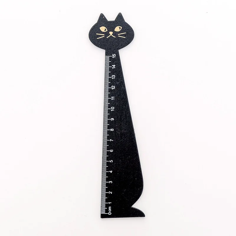 12 Pcs Korean Creative Cartoon Cat Drawing Ruler Wooden Drafting Supplies