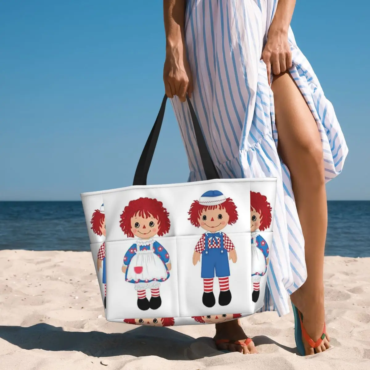 

Raggedy Ann And Raggedy Andy The Vintage Dolls Beach Tote Bag Sport Gym Yoga Duffle Large Tote Bag Women Travel Bag Fitness bag