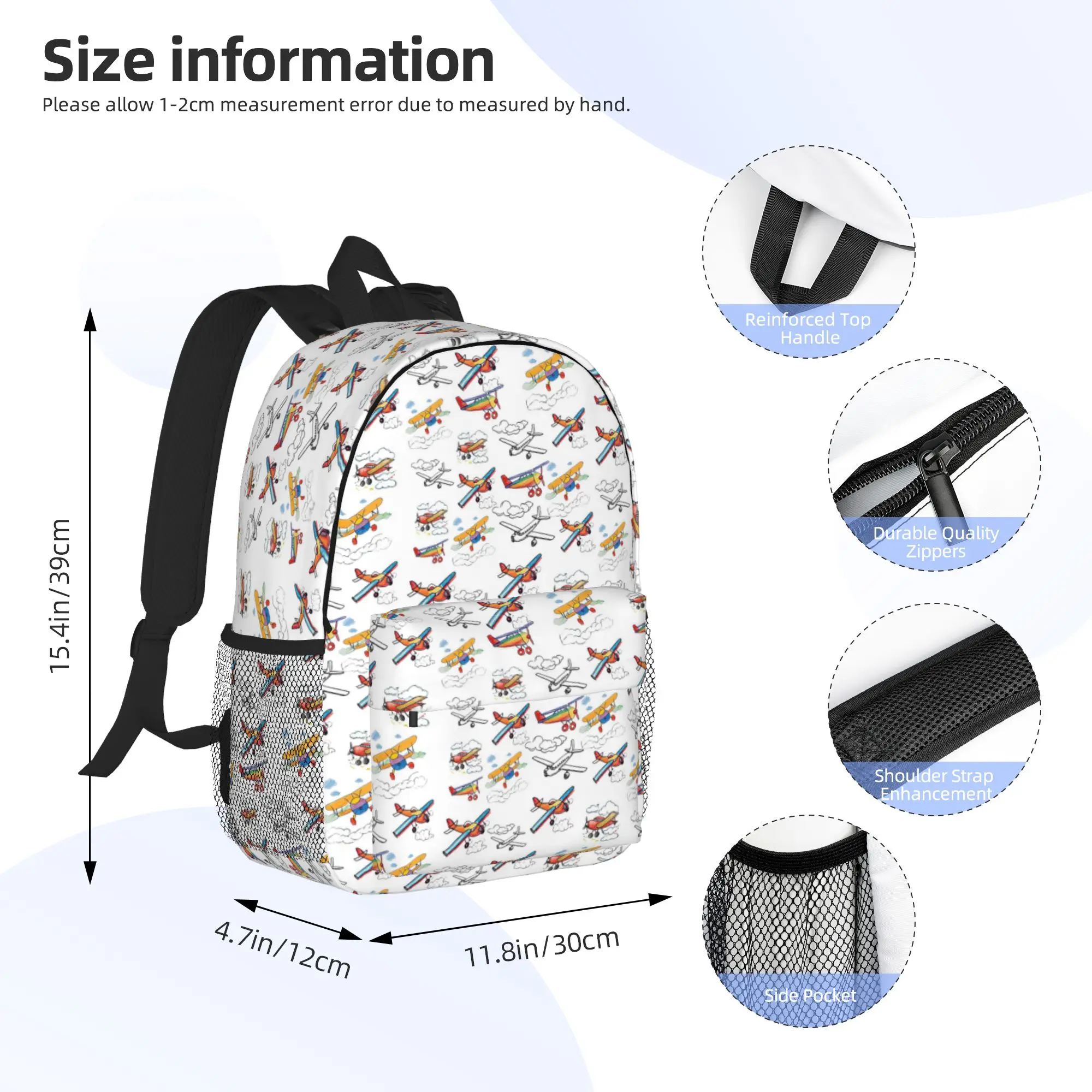 Colorful Nostalgic Airplanes Pattern Aviation Enthusiast  Backpack Hot Sale Daypack Boys Girls BookBag Shoulder Bags School Bag