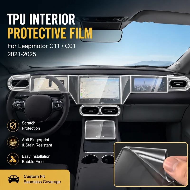 

TPU Car Sticker for Leapmotor C11/C01 2021-2025 - Transparent Interior Screen & Dashboard Protective Film, Easy Installation