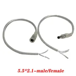 2.1mm x 5.5mm 12V DC Pigtail cavo connettore cavo maschio femmina spina 0.2/1/2m cavo di prolunga adattatore di alimentazione striscia LED trasparente