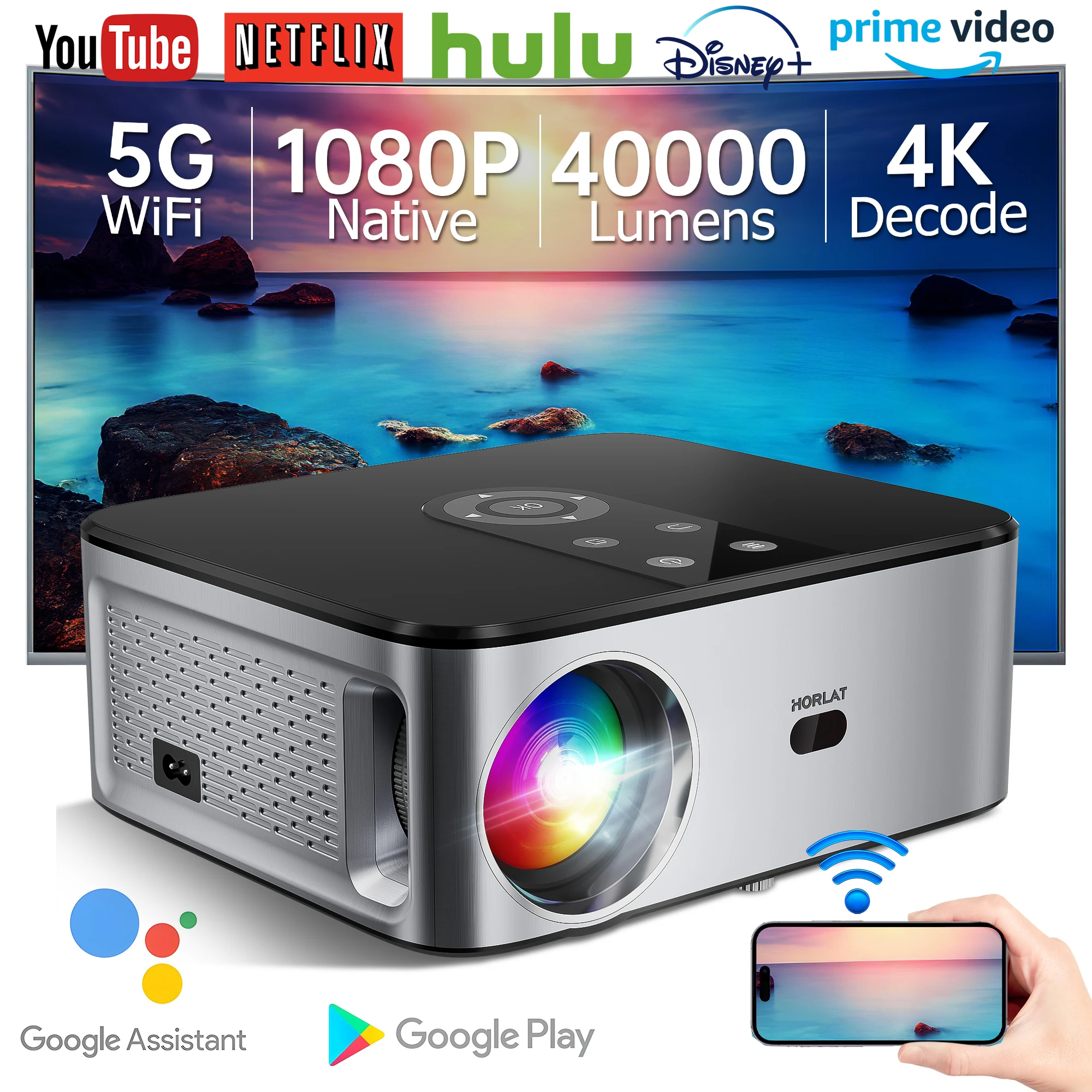 Home Cinema Mini - HORLAT 2000 Ansi Lumen 4K LED