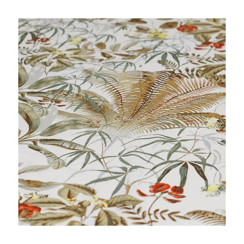 Red raspberry Palm Leaves tessuti di lino stampati materiali per abbigliamento primavera abito da donna cucito su misura panno Freeshipping