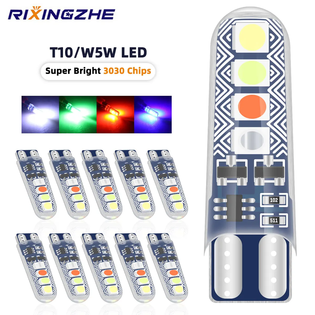 

10PCS/6PCS/4PCS T10 W5W 3030 8SMD Strobe Flash LED Bulbs 194 168 Car Interior Dome Reading Lamp Car Wedge Parking Lights