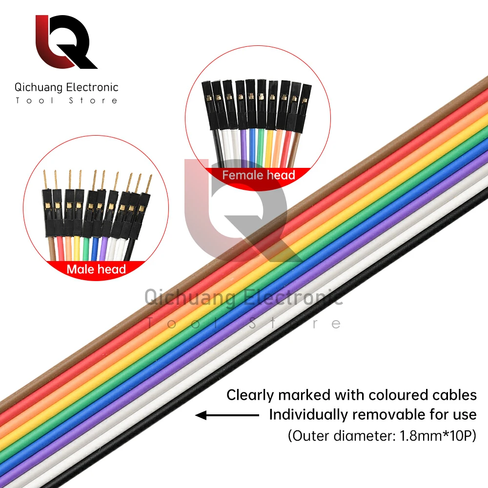 Pure Copper Dupont Wire Thickened 28 Core Female to Female Male to Female Color Cable 2.54 Terminal Connection Wire Gold-plated