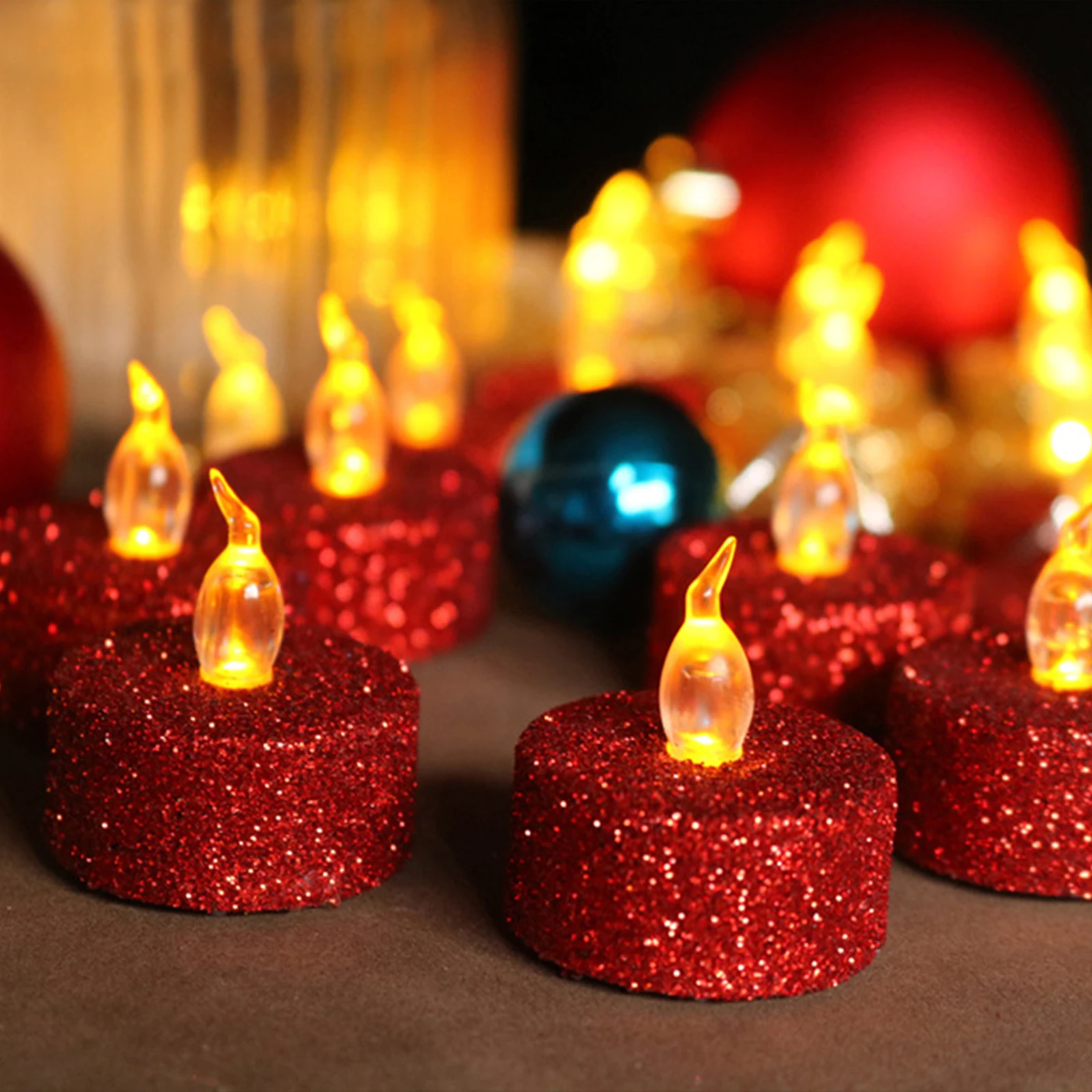 

12pcs Led Flameless Tealight Lights Operated Long Lasting Simulated Flickering Lamps For Home Wedding Party