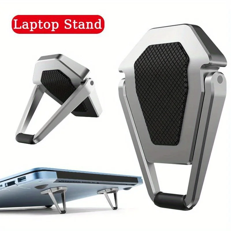 2Pcs Compact Portable Laptop Stand: Invisible, Foldable, Zinc Alloy Material for 10-17 Inch Laptops, Tablets, Keyboards