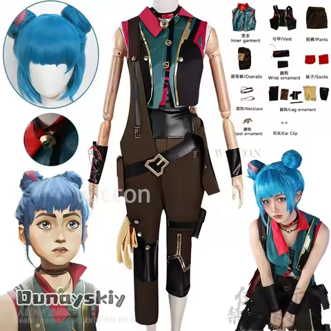 Young Arcane Jinx Powder Cosplay Clothing Uniform Anime Game LoL TV 2 Costume For Woman Girls Halloween Christmas Customized