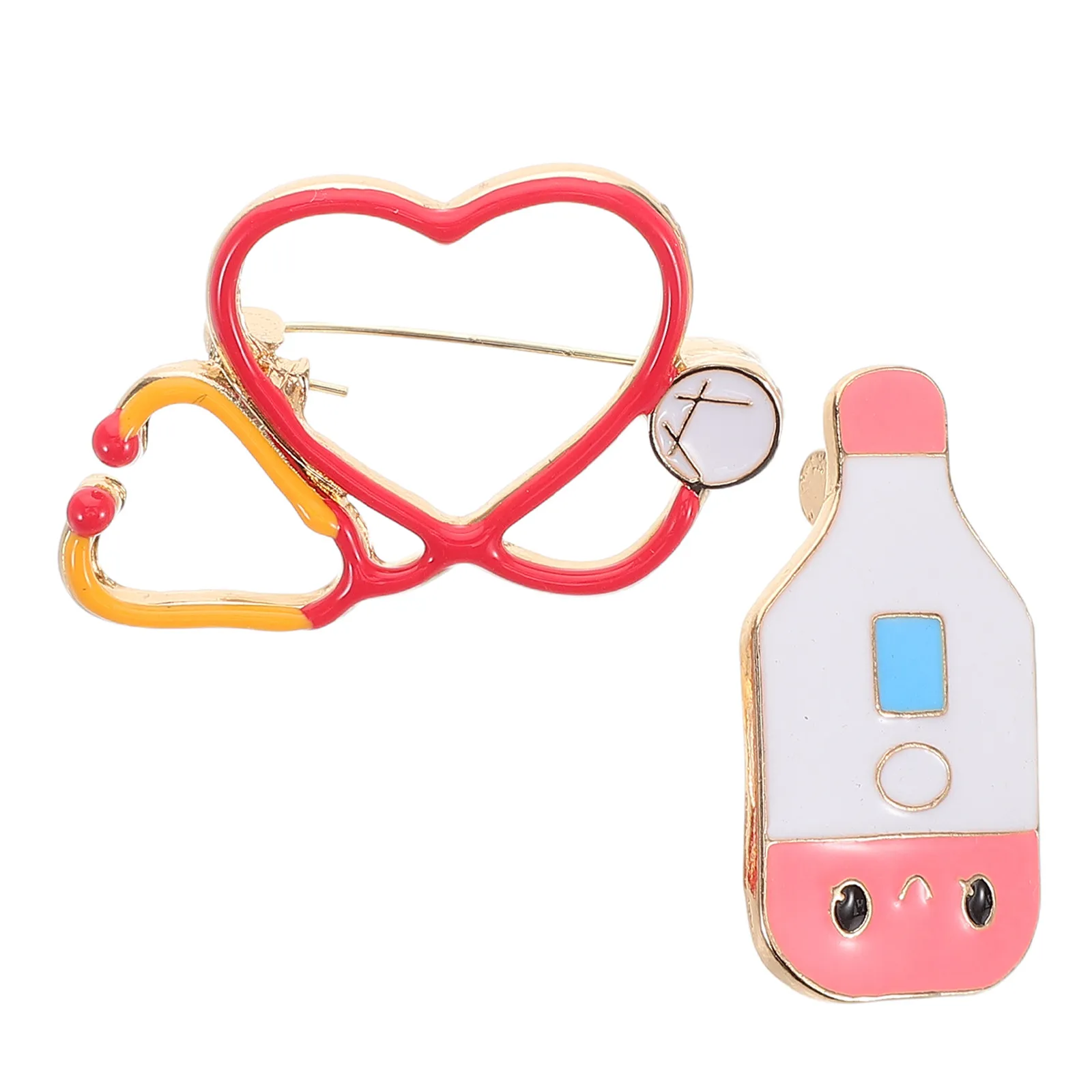 2Pcs Professional Brooch Set Enamel Finish Iv Bottle Symbol Nurse Doctor Lapel Pin Alloy Badge for Healthcare Staff